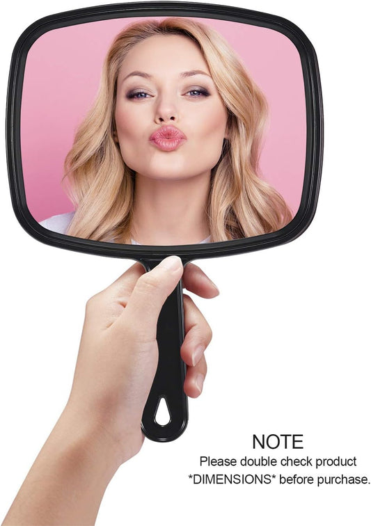Gladmart 10.3" L x 7.4" W Hand Mirror for Home and Barber, Black
