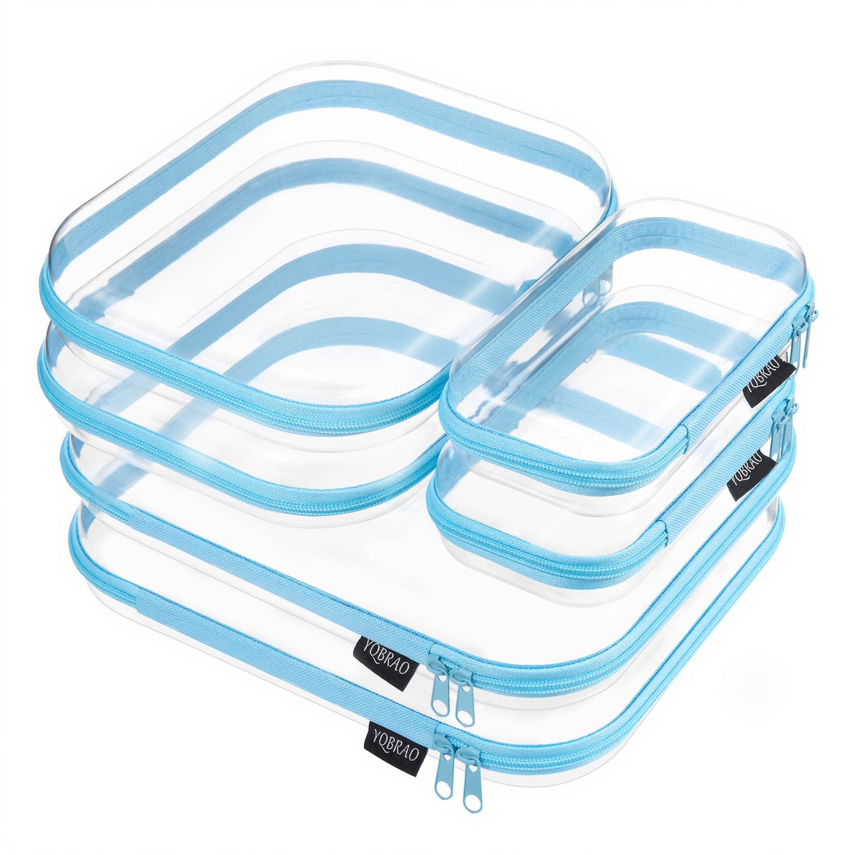 YQBRAO Clear Hard Shell Zipper Cases, Diaper Bag Organizer Pouches, White