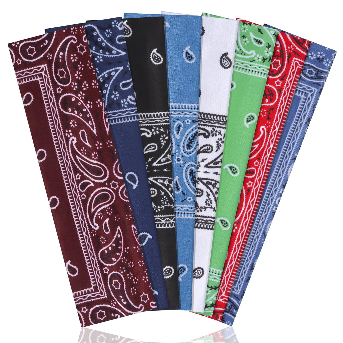 Ztomine Headbands for Women, 8pcs Stretchy Non Slip Soft Cotton Cloth Hair Bands for Sports, Workout, Yoga and Running