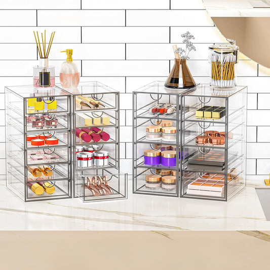 Acrylic Makeup Organizer with 19 Drawers,Storage Drawer Organizer