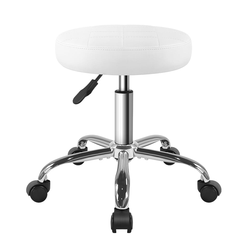 BFTOU Black Classic Swivel Stool with Wheel for Salon Work Home SPA Shop Height-Adjustable Rolling Stool Chair Small