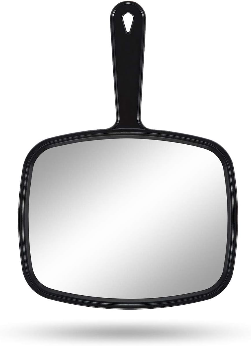 Gladmart 10.3" L x 7.4" W Hand Mirror for Home and Barber, Black