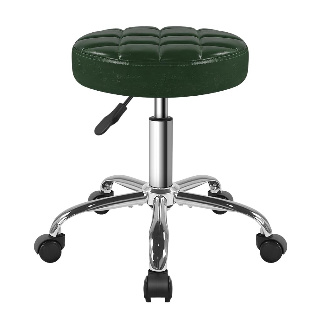 BFTOU Black Classic Swivel Stool with Wheel for Salon Work Home SPA Shop Height-Adjustable Rolling Stool Chair Small