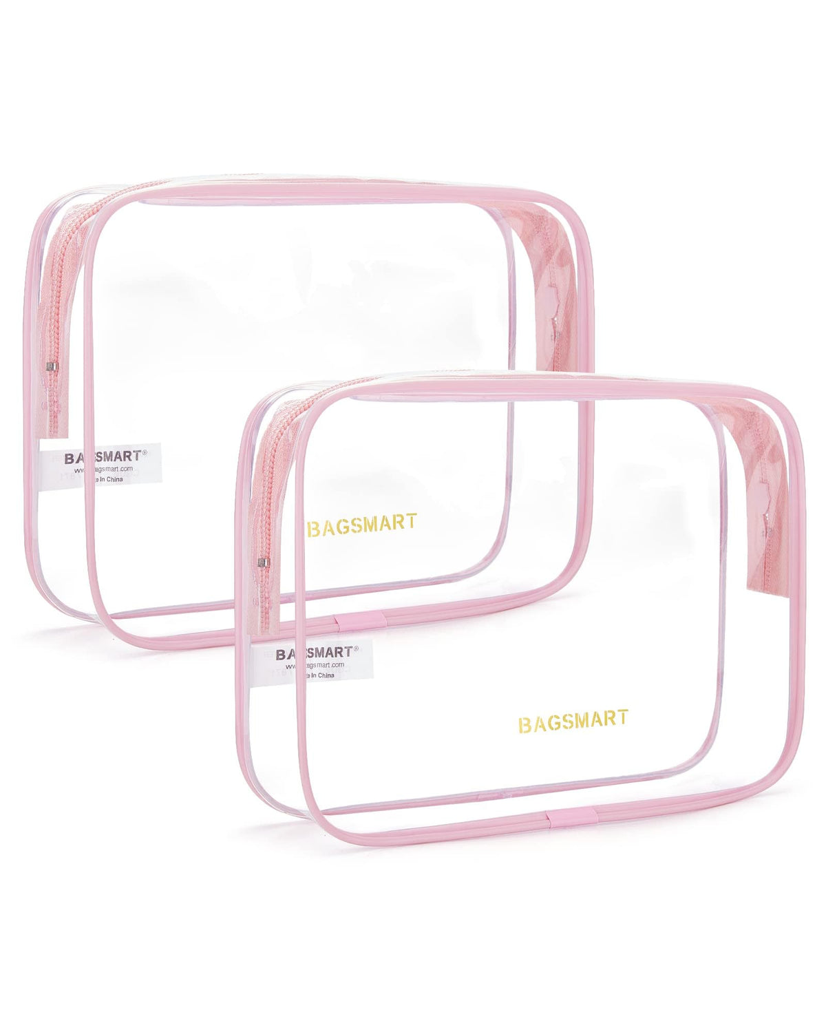 BAGSMART Clear Toiletry Bag 2-Pack TSA Approved Water-Repellent, Black