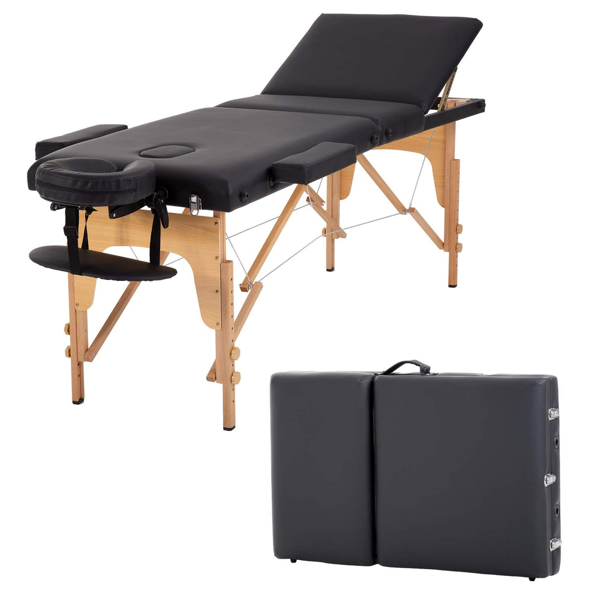 BestMassage | Portable Massage Table | 24" Wide, Black PU Leather