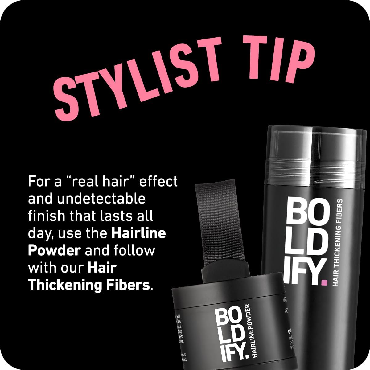 Boldify Hairline Powder, Root Touch Up Hair Color Dark Brown 4g