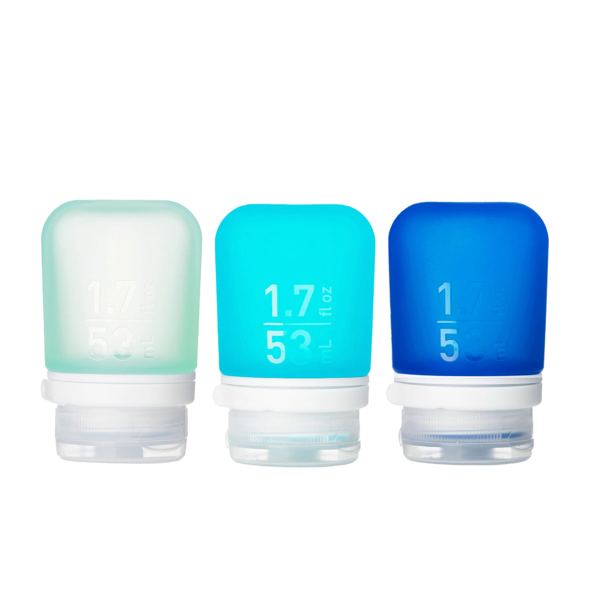humangear GoToob+ 3-Pack, Small (1.7 fl oz), Clear/Green/Blue