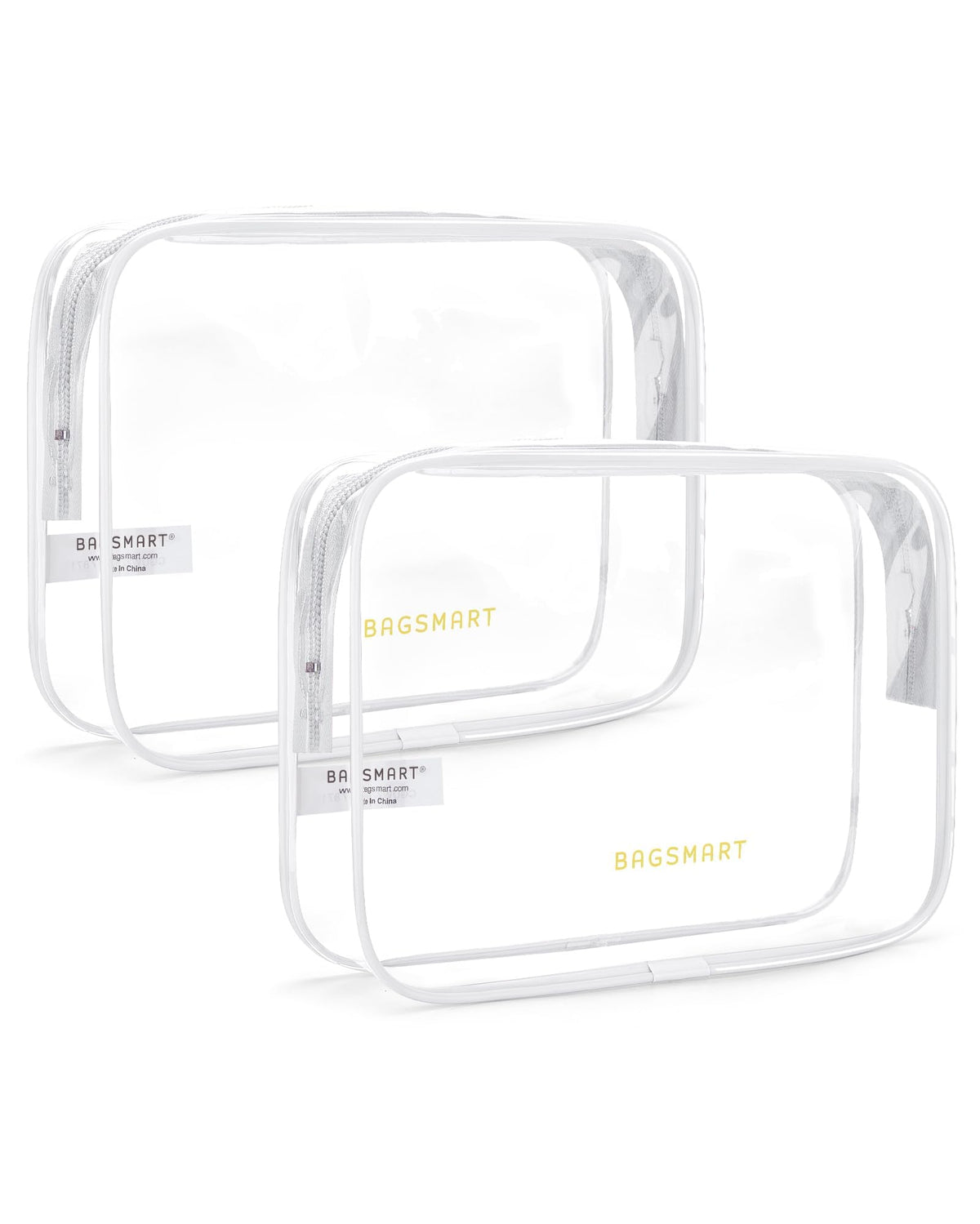 BAGSMART Clear Toiletry Bag 2-Pack TSA Approved Water-Repellent, Black