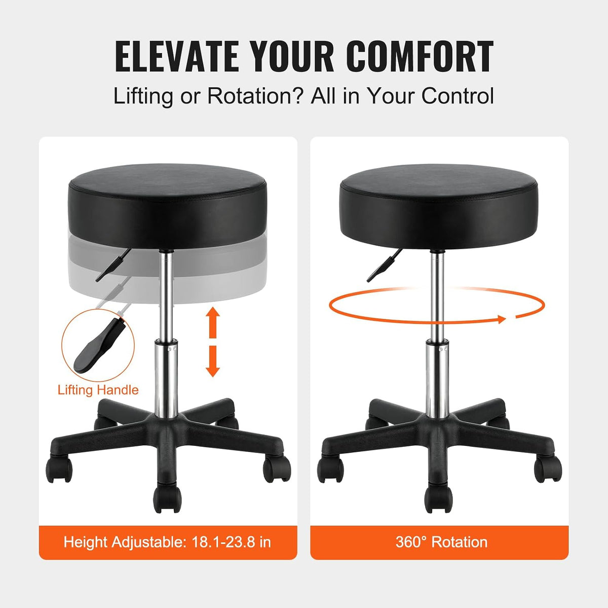VEVOR Rolling Stools with Wheels 400LBS Weight Capacity Swivel Stools Chair