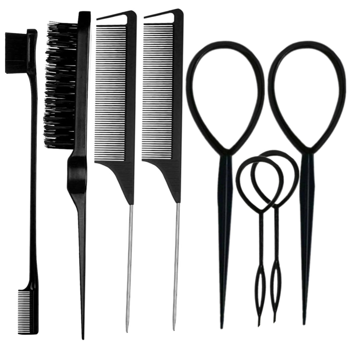 ZVOREI 8Pcs Hair Brushes Set wit, Pink 4Pcs Topsy Hair Tail Tools