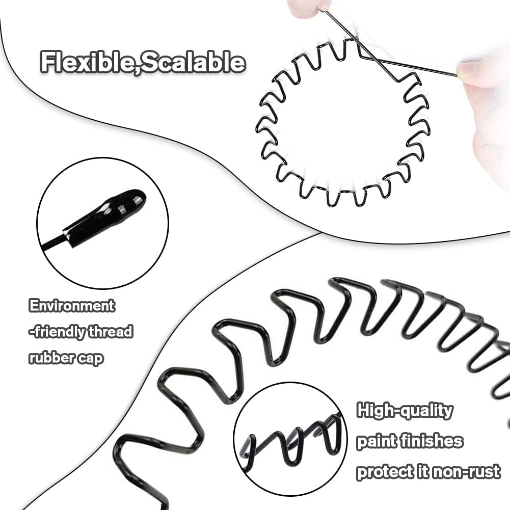 Metal Headband for Men, Non Slip Wave Hair Band, Flex Grip 6 Pcs
