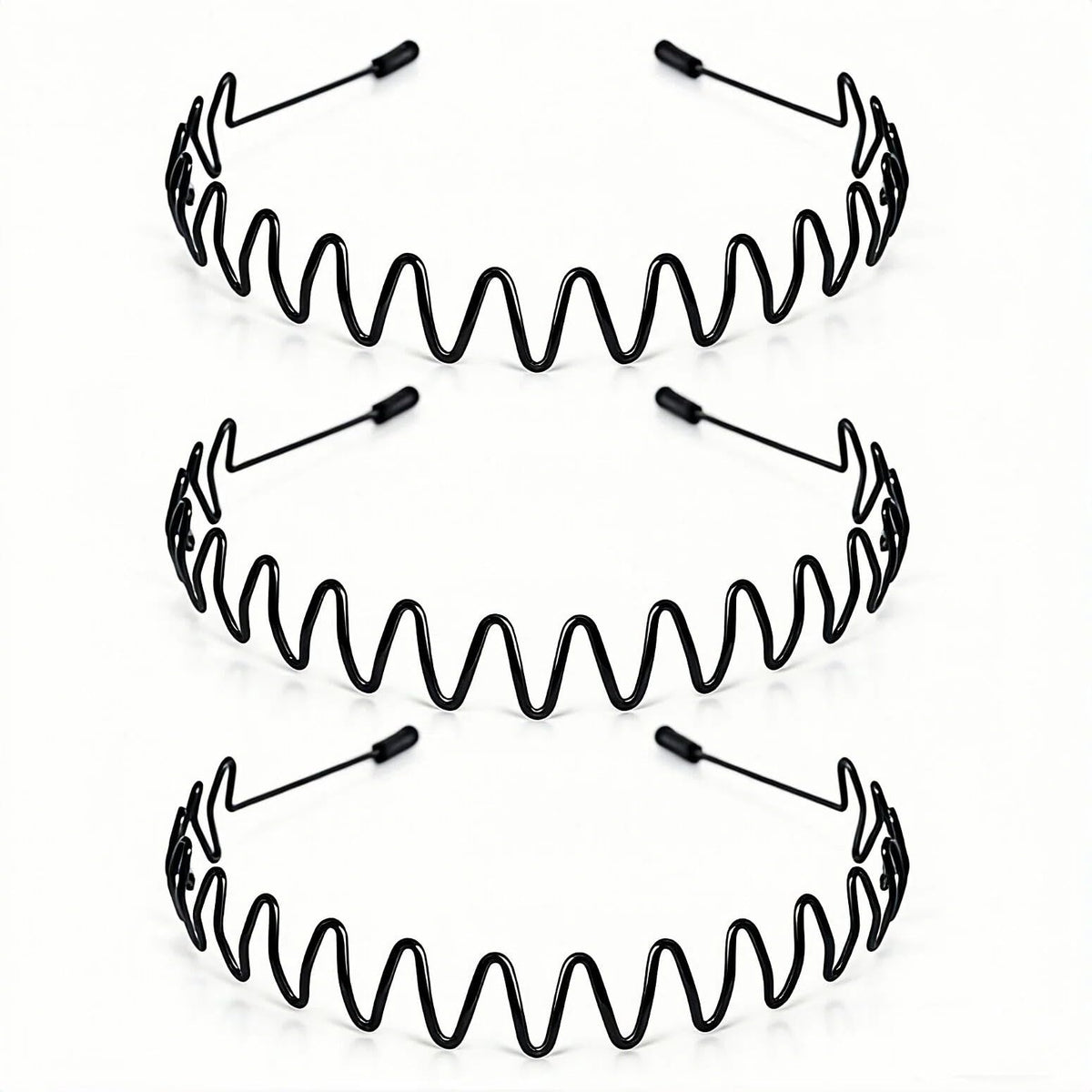 Metal Headband for Men, Non Slip Wave Hair Band, Flex Grip 6 Pcs