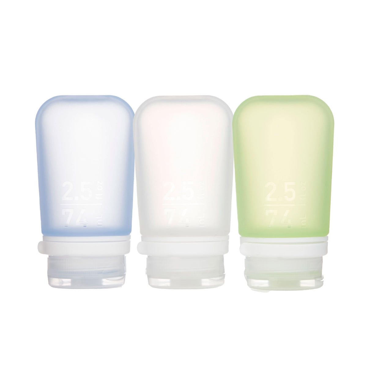 humangear GoToob+ 3-Pack, Small (1.7 fl oz), Clear/Green/Blue