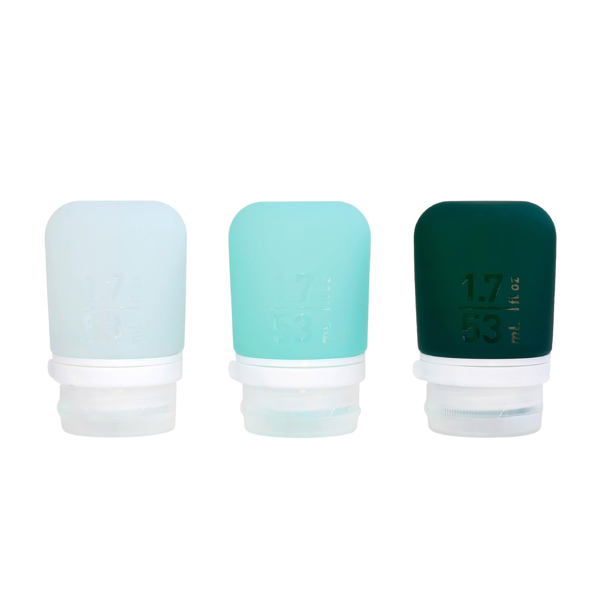 humangear GoToob+ 3-Pack, Small (1.7 fl oz), Clear/Green/Blue