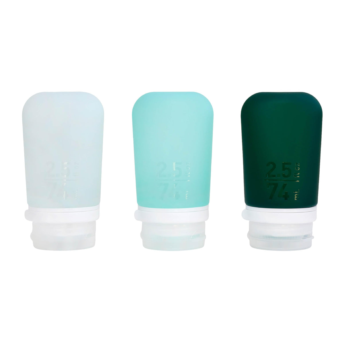 humangear GoToob+ 3-Pack, Small (1.7 fl oz), Clear/Green/Blue