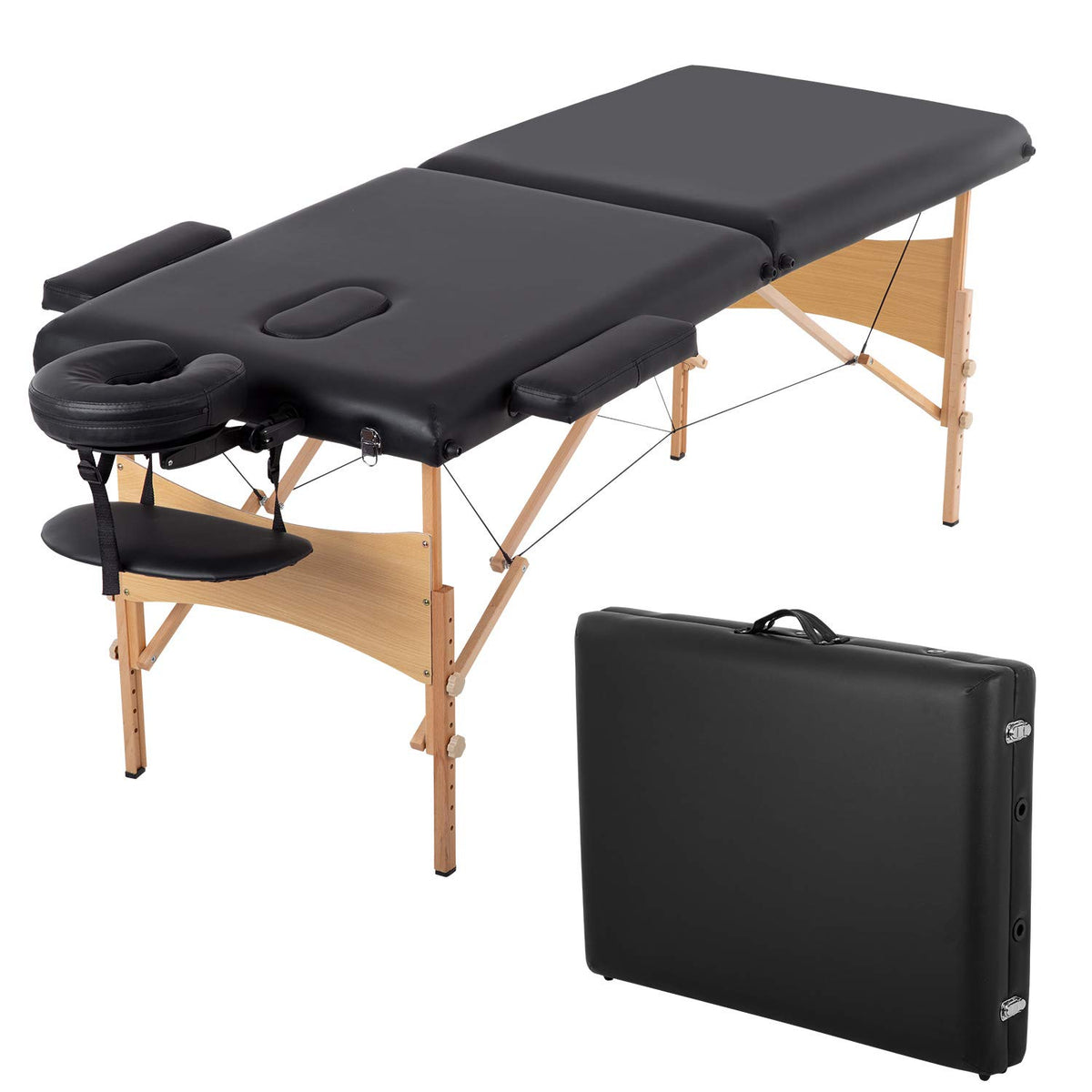 BestMassage | Portable Massage Table | 24" Wide, Black PU Leather