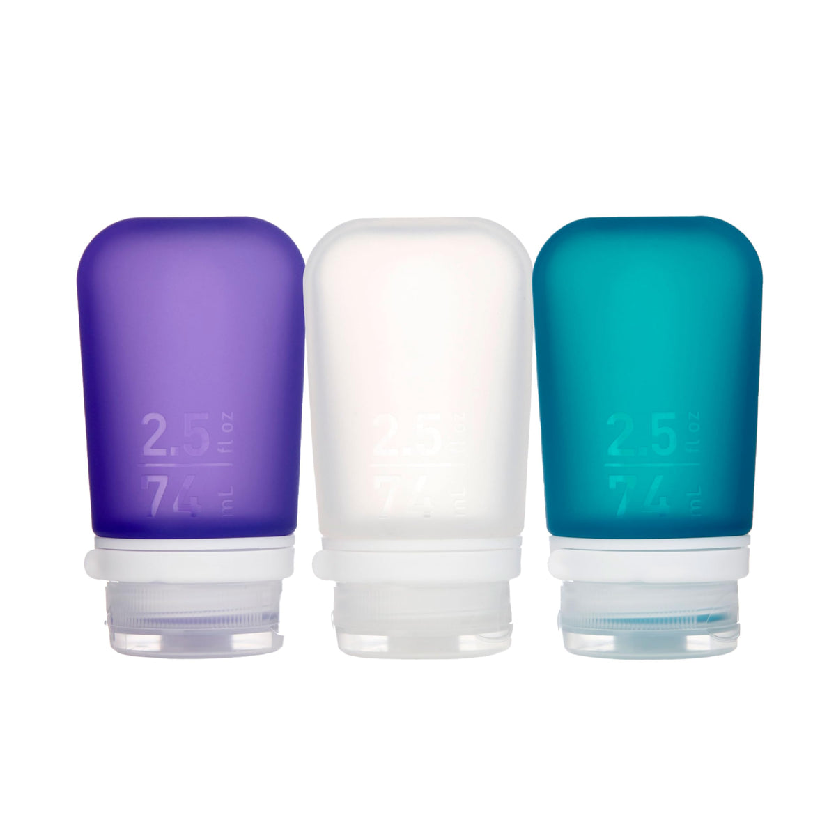 humangear GoToob+ 3-Pack, Small (1.7 fl oz), Clear/Green/Blue