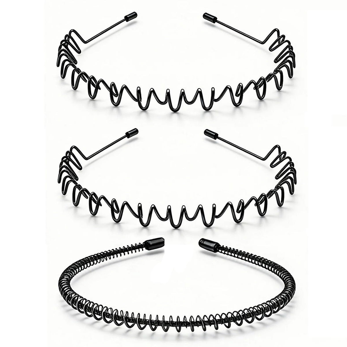 Metal Headband for Men, Non Slip Wave Hair Band, Flex Grip 6 Pcs