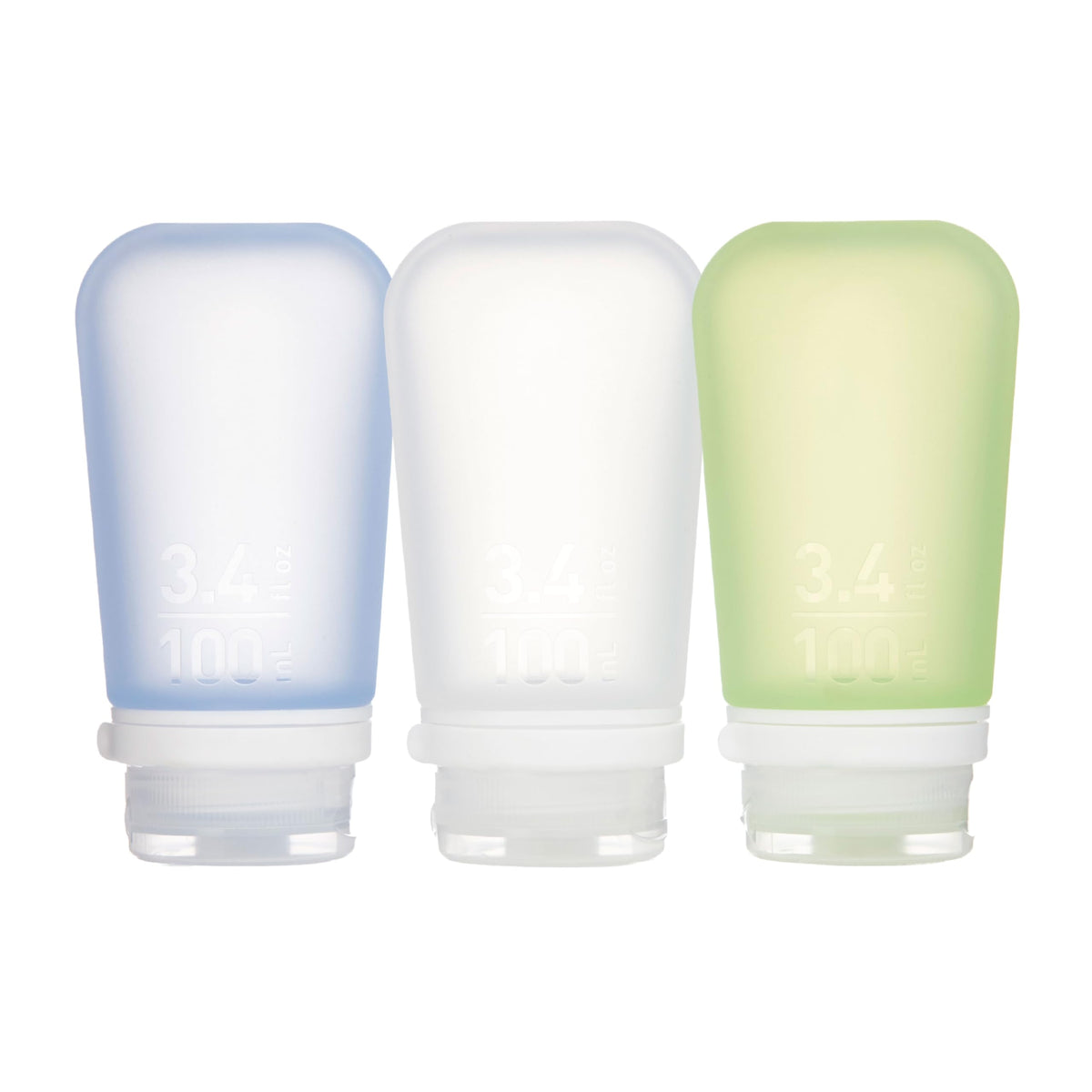 humangear GoToob+ 3-Pack, Small (1.7 fl oz), Clear/Green/Blue