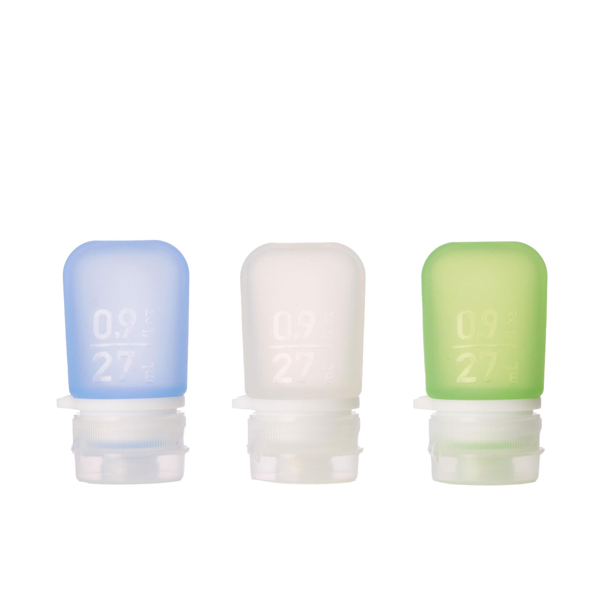 humangear GoToob+ 3-Pack, Small (1.7 fl oz), Clear/Green/Blue