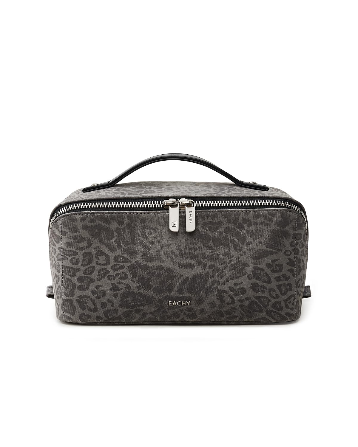 EACHY Travel Makeup Bag for Women, PU Leather Cosmetic Bag, Brown, Medium