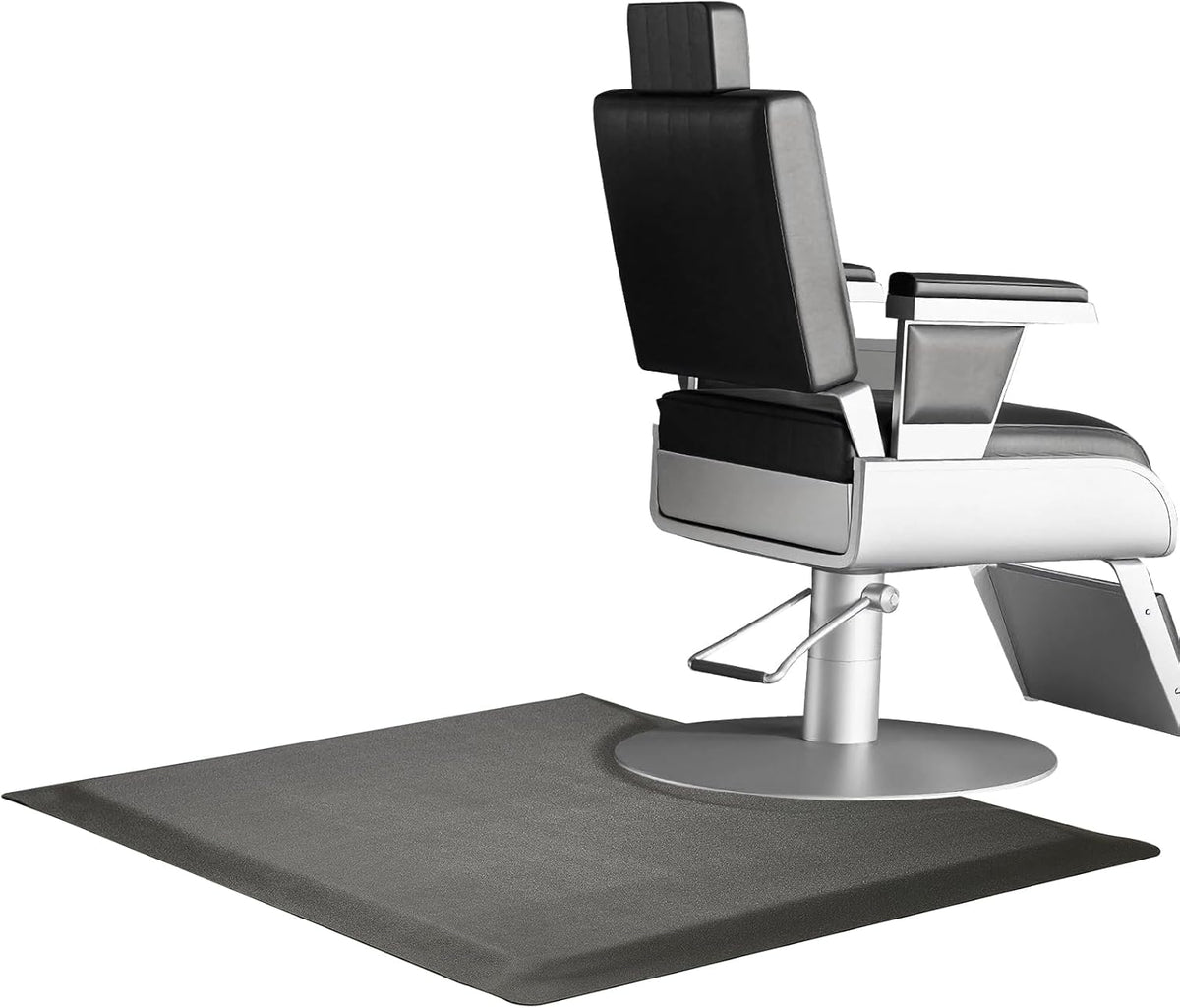 Salon mats for Hair Stylist 35.8"x27.9" Barber Shop Anti-Fatigue Salon Chair Mat - Black Semi Circle Hair Floor mats - 1/2" Thick Comfort Salon Standing Floor Mat, Hair Cutting Hairdressing Equipment