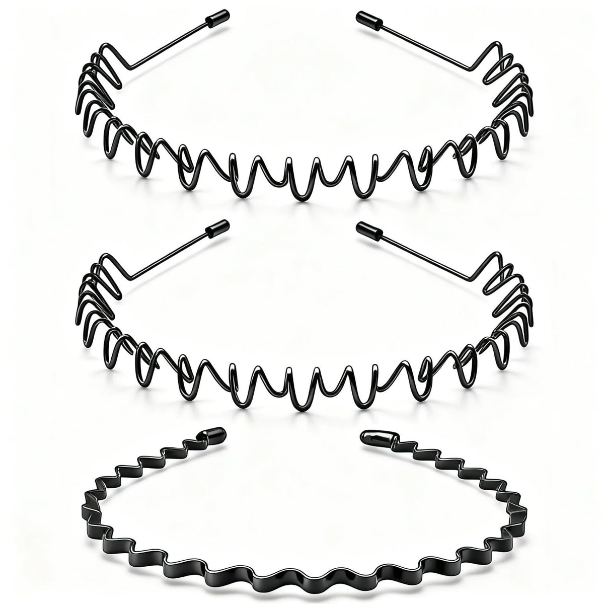 Metal Headband for Men, Non Slip Wave Hair Band, Flex Grip 6 Pcs