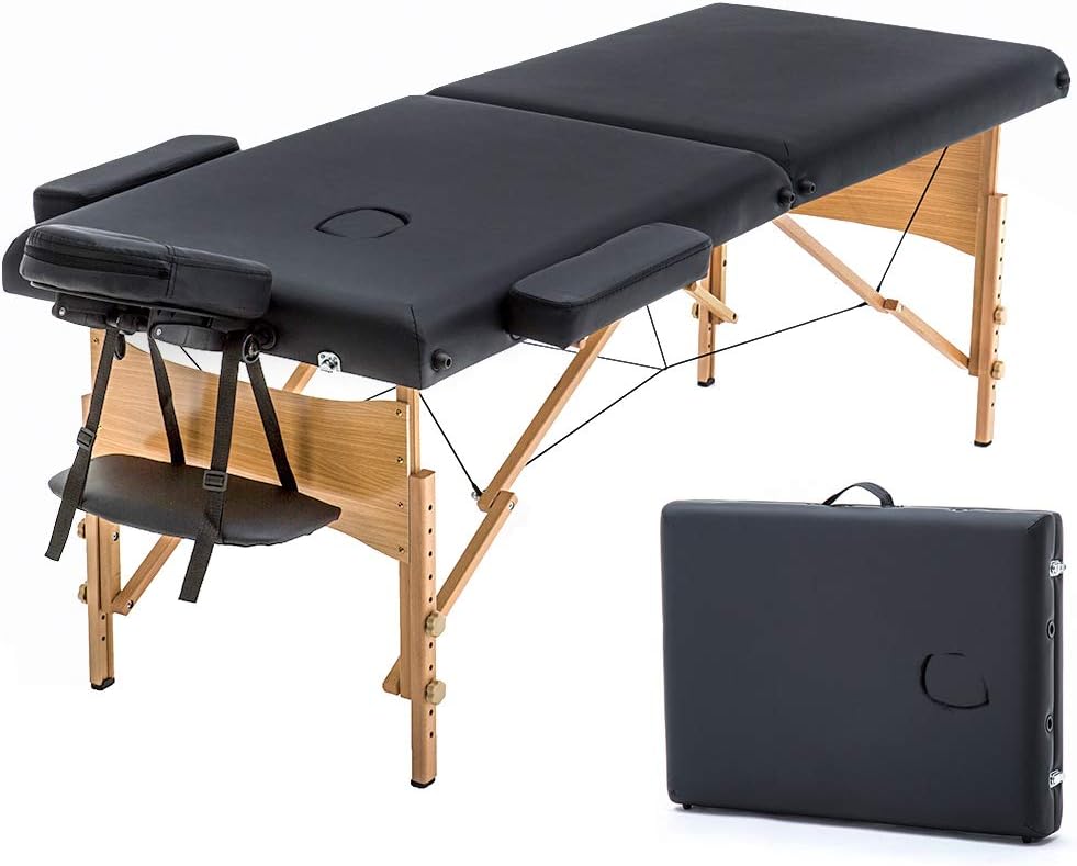 BestMassage | Portable Massage Table | 24" Wide, Black PU Leather