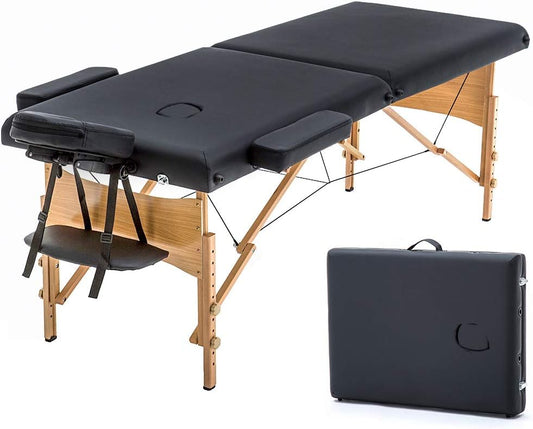 BestMassage | Portable Massage Table | 24" Wide, Black PU Leather
