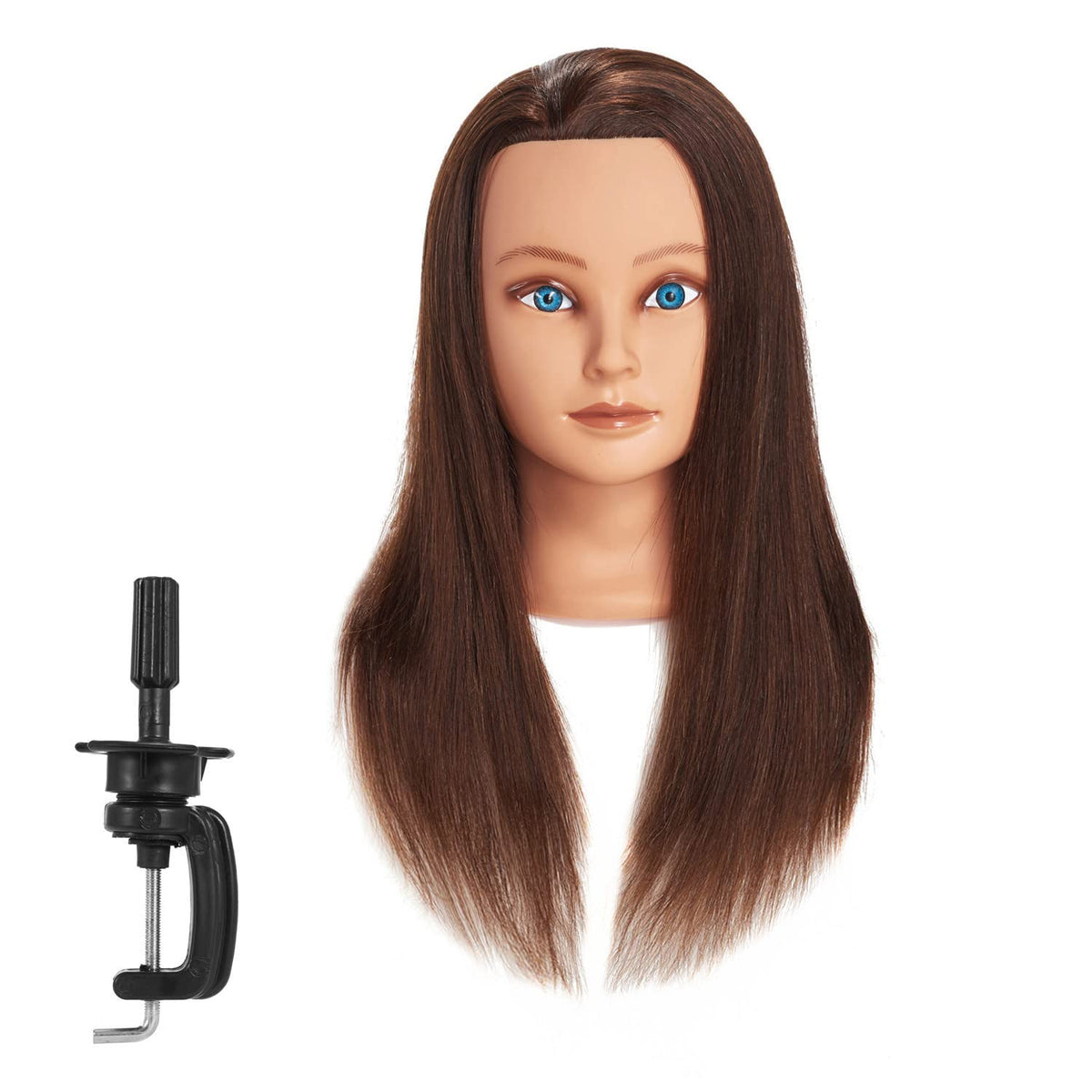 20-22" Female 100% Human Hair Mannequin Head for Hairdresser