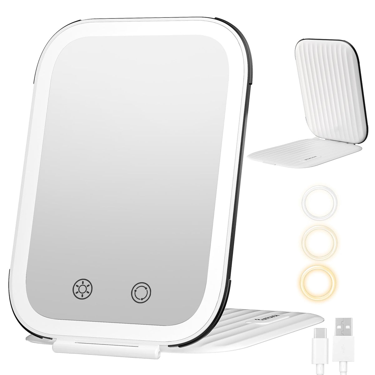 FUNTOUCH Rechargeable Travel Makeup Mirror with 72 Led Lights