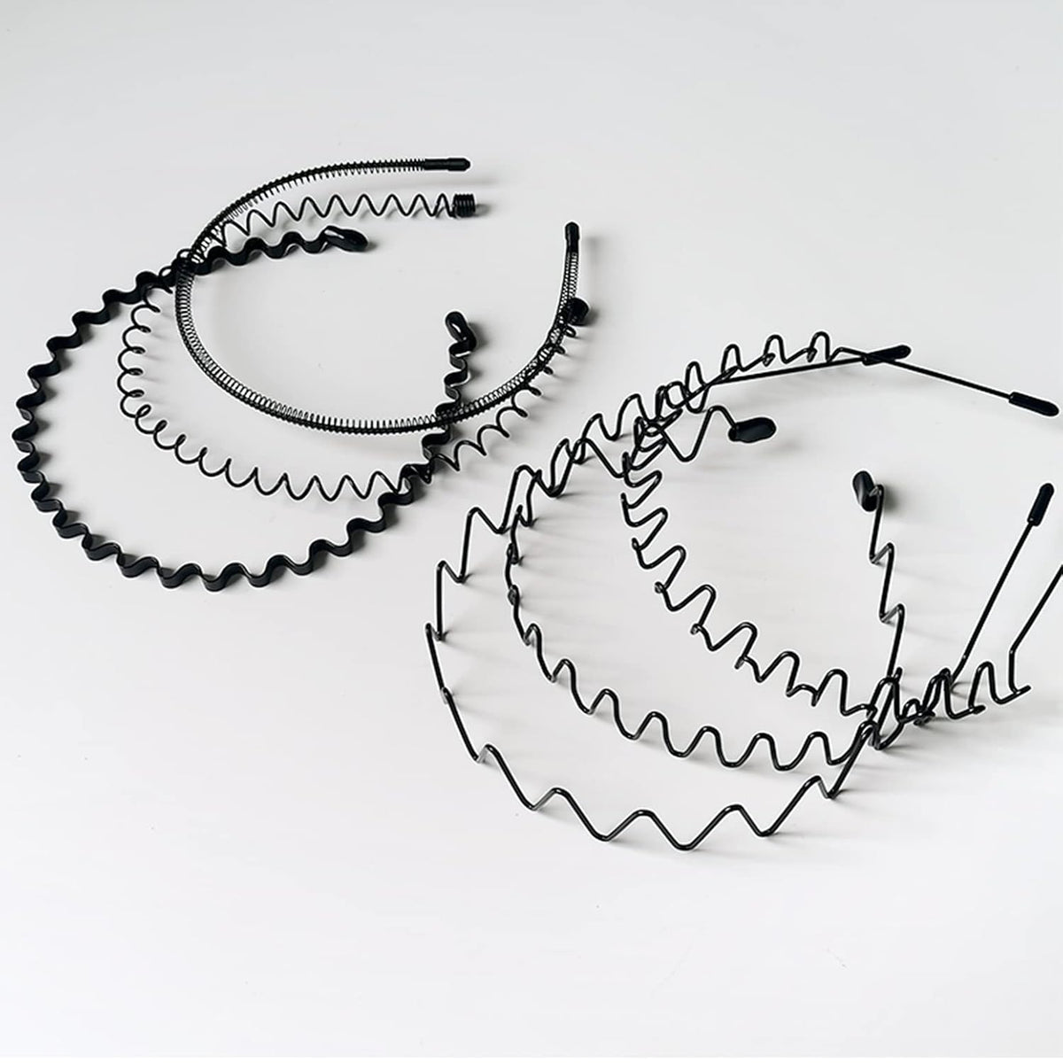 Metal Headband for Men, Non Slip Wave Hair Band, Flex Grip 6 Pcs