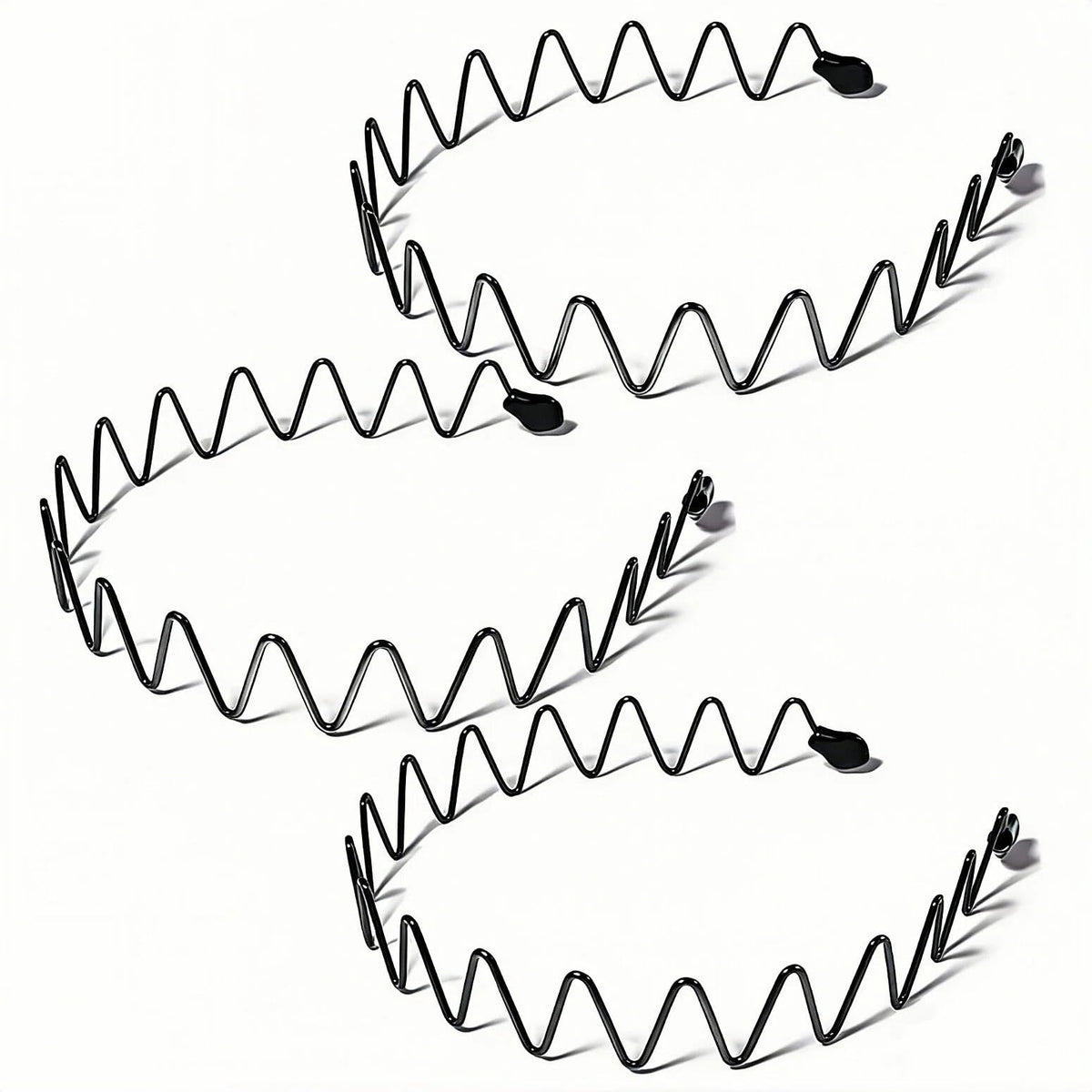 Metal Headband for Men, Non Slip Wave Hair Band, Flex Grip 6 Pcs