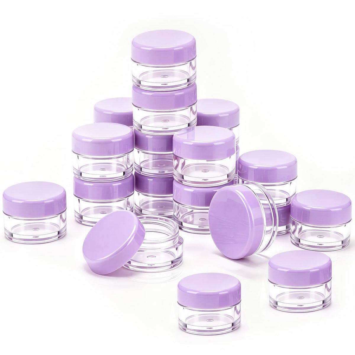 4 OZ Plastic Jars with Black Lids 50 Pack Round Clear Cosmetic Container, Eternal Moment Slime Jars for Lotion, Cream, Ointments, Makeup, Eye shadow, Rhinestone, Samples, Pot, Travel Storage