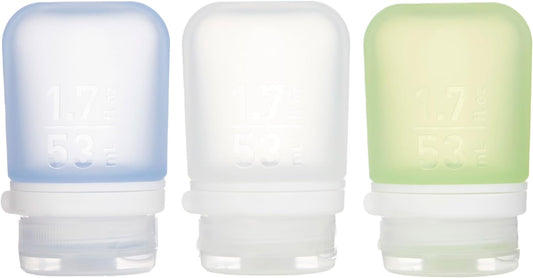 humangear GoToob+ 3-Pack, Small (1.7 fl oz), Clear/Green/Blue