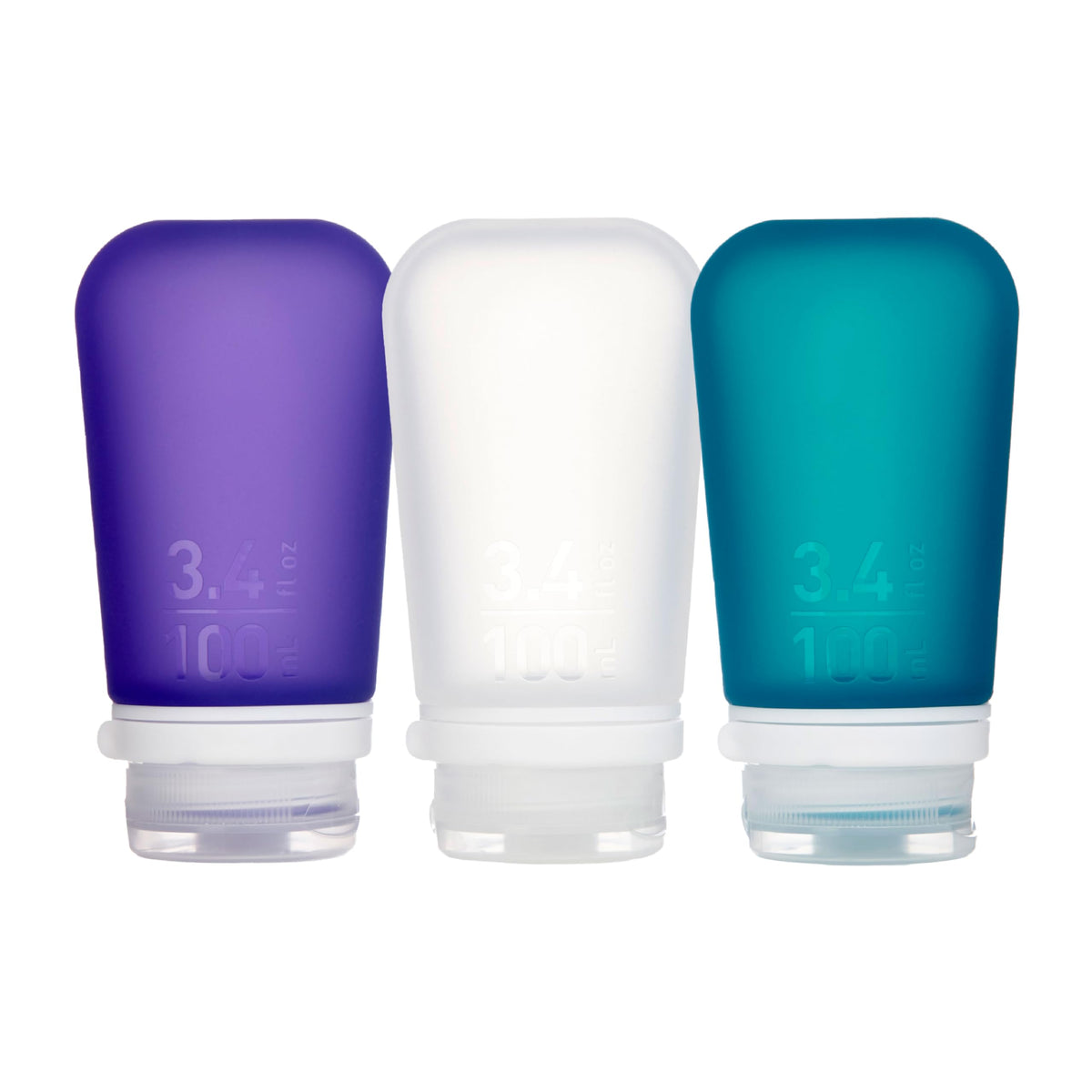 humangear GoToob+ 3-Pack, Small (1.7 fl oz), Clear/Green/Blue