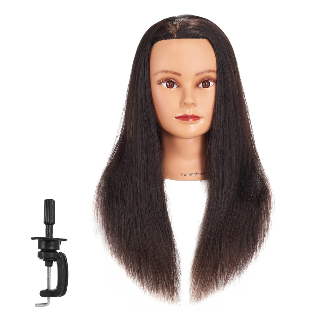 20-22" Female 100% Human Hair Mannequin Head for Hairdresser