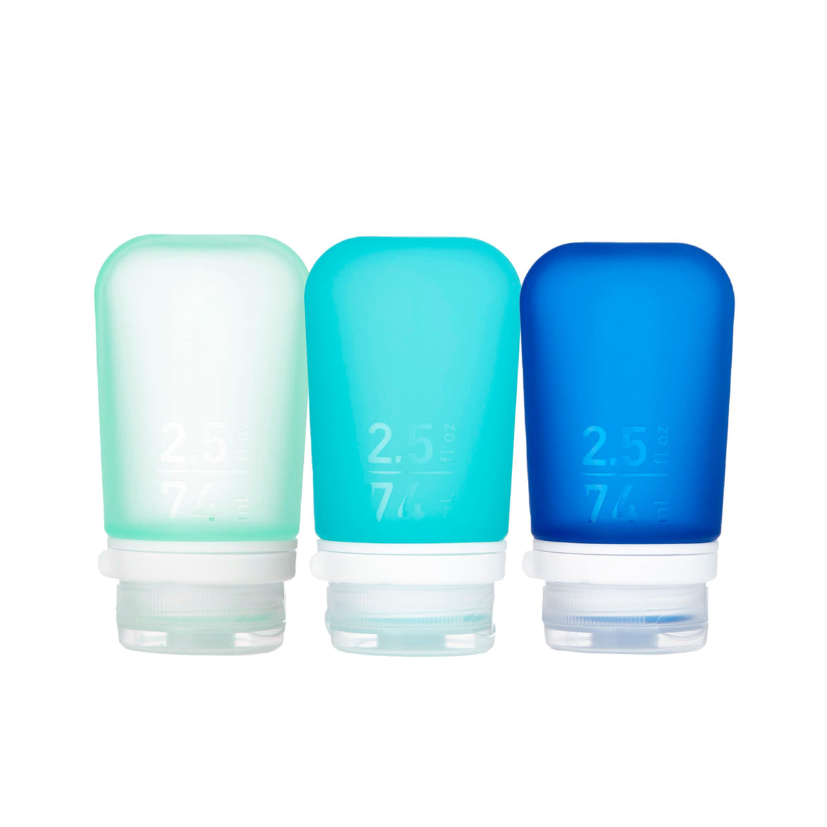 humangear GoToob+ 3-Pack, Small (1.7 fl oz), Clear/Green/Blue