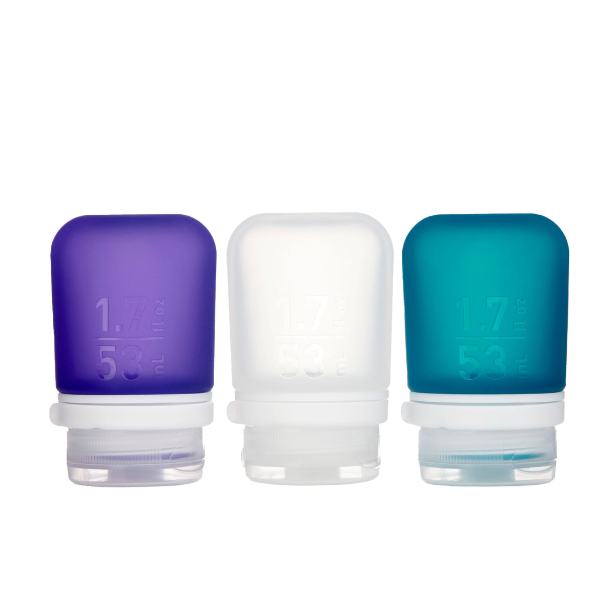 humangear GoToob+ 3-Pack, Small (1.7 fl oz), Clear/Green/Blue