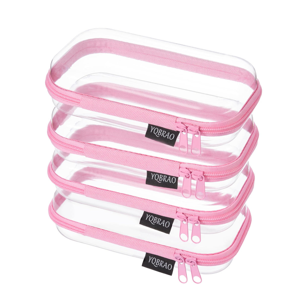 YQBRAO Clear Hard Shell Zipper Cases, Diaper Bag Organizer Pouches, White