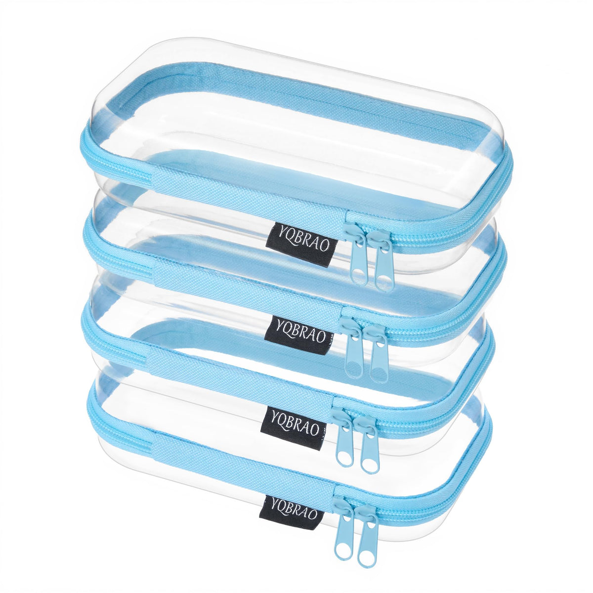 YQBRAO Clear Hard Shell Zipper Cases, Diaper Bag Organizer Pouches, White