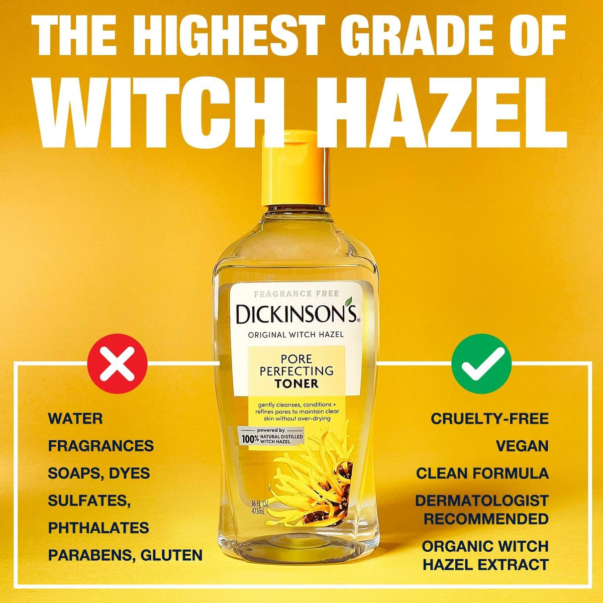 100% Natural Distilled Witch Hazel Pore Clarifying Toner (16 Fl Oz) | speso tech