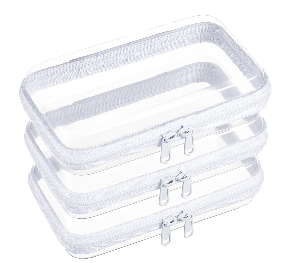 4 pcs Clear Zipper Pouches,Hard Shell Zipper Case