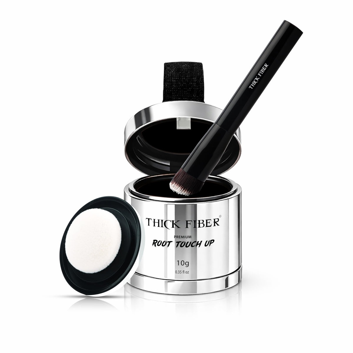 THICK FIBER Root Touch Up Powder - Water & Sweat Resistant Hair Loss Concealer Set for Thinning Hair Women, Includes Brush (Dark Brown)