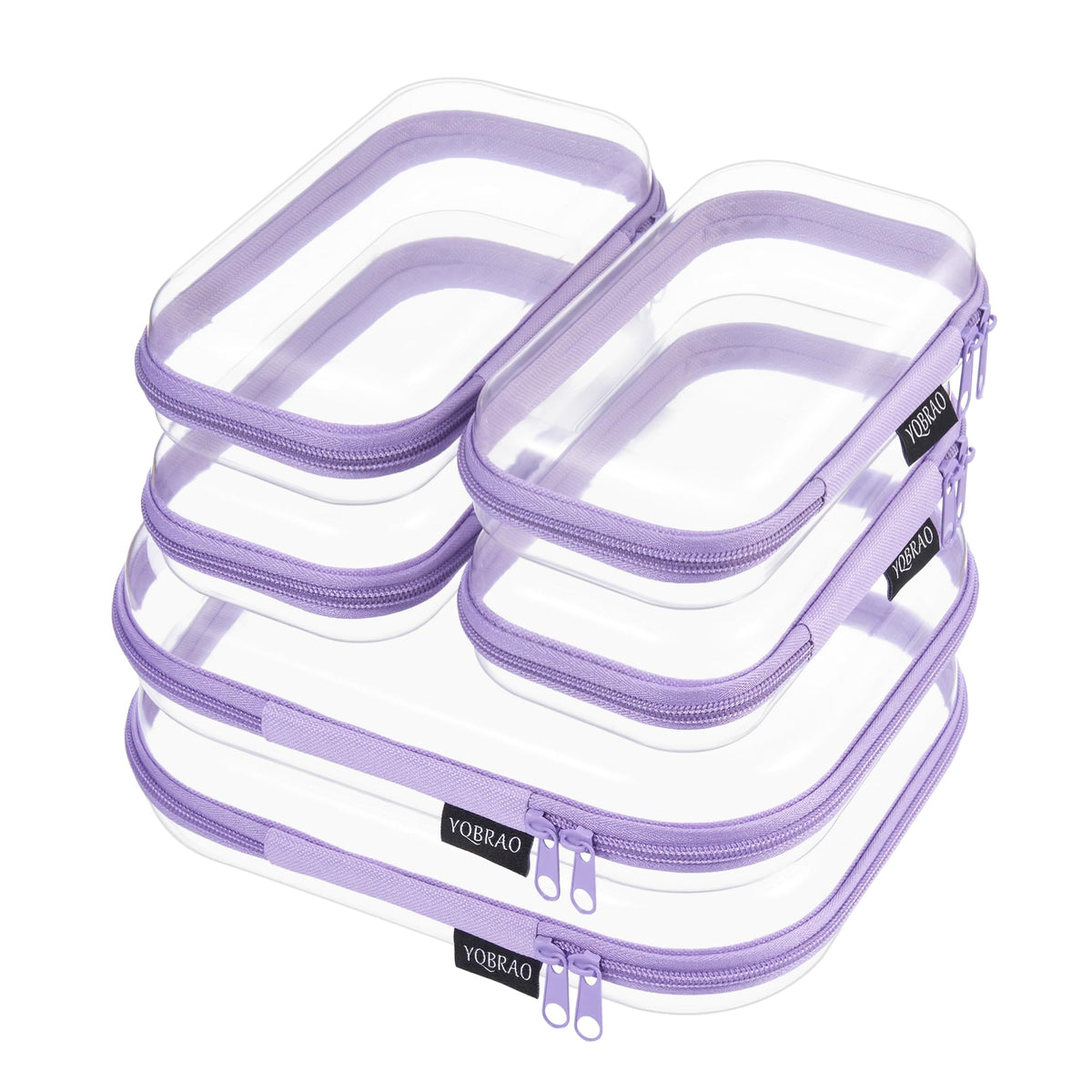 YQBRAO Clear Hard Shell Zipper Cases, Diaper Bag Organizer Pouches, White