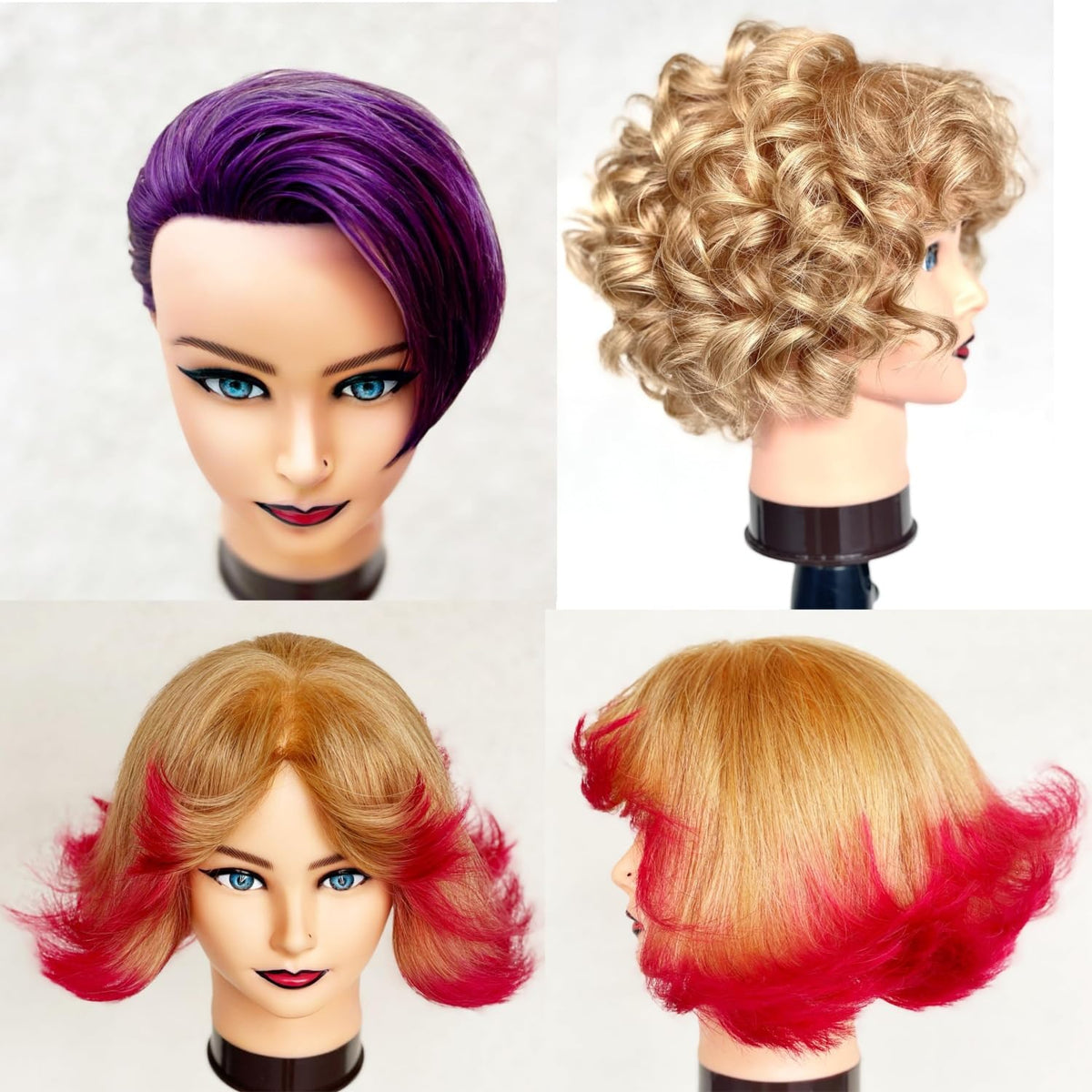 20-22" Female 100% Human Hair Mannequin Head for Hairdresser