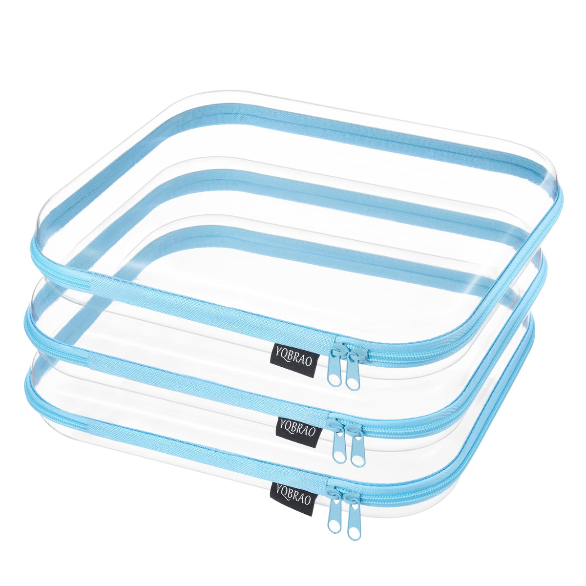 YQBRAO Clear Hard Shell Zipper Cases, Diaper Bag Organizer Pouches, White