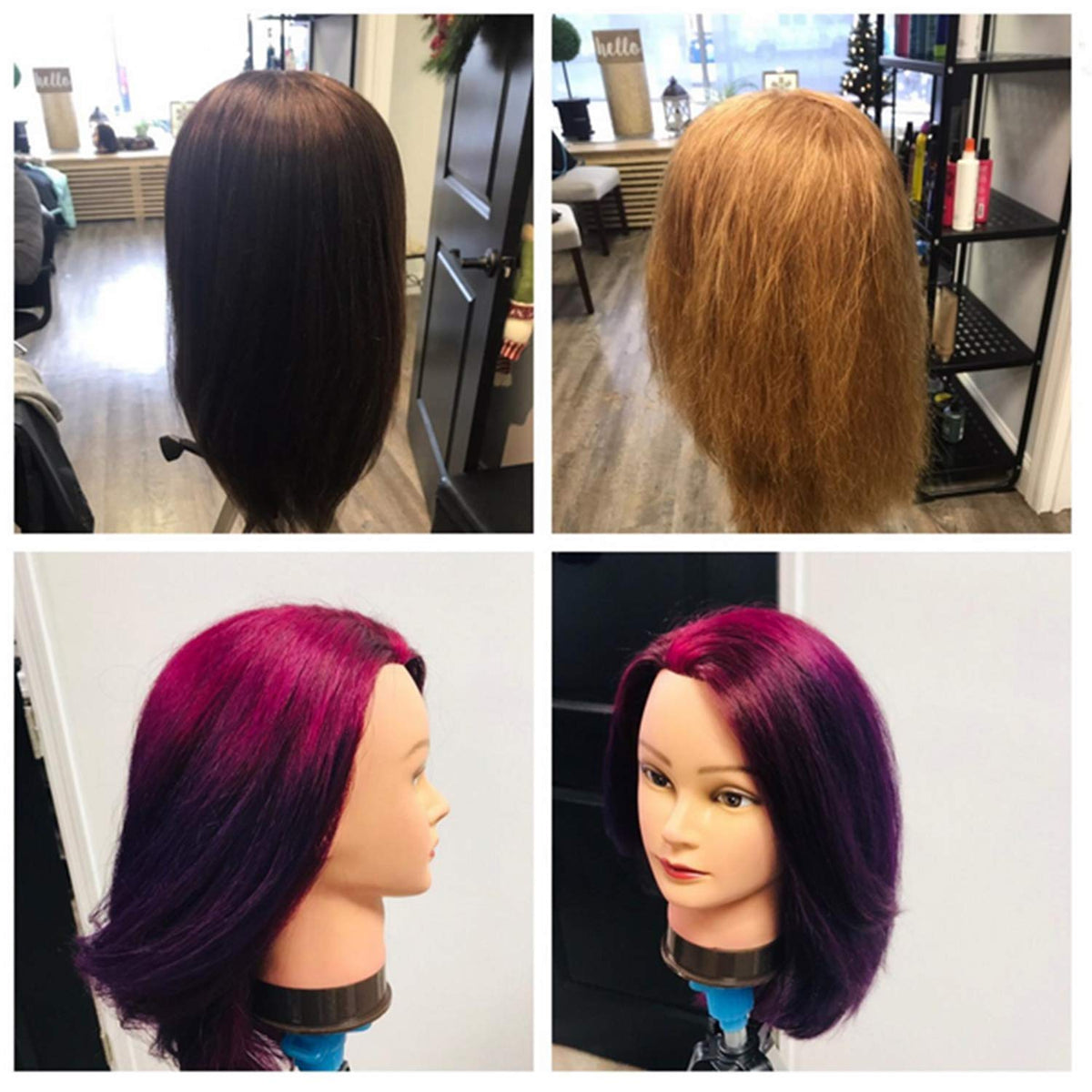 20-22" Female 100% Human Hair Mannequin Head for Hairdresser