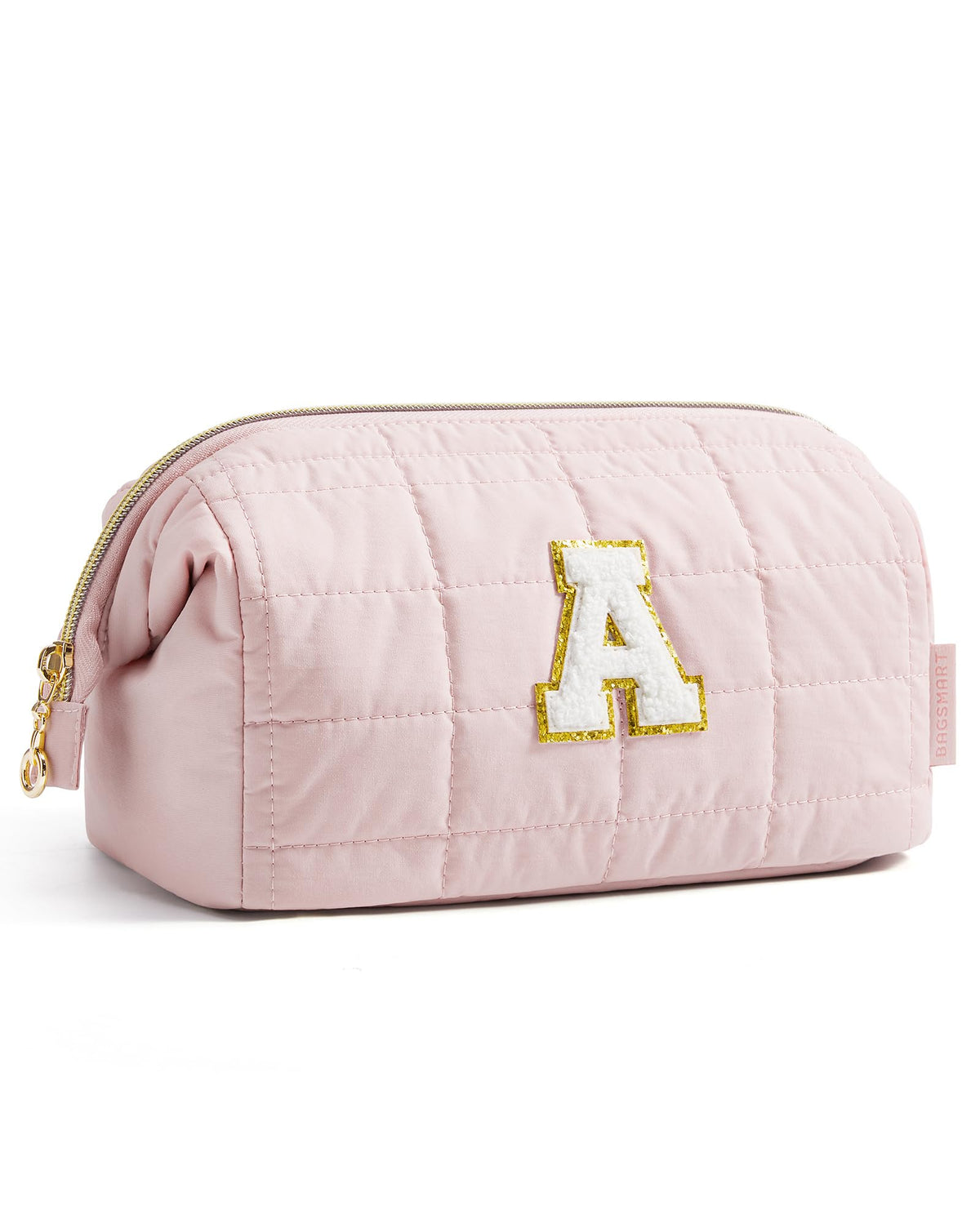 BAGSMART Makeup Bag Travel Toiletry Bag, Wide-open Zipper Pouch, Pink