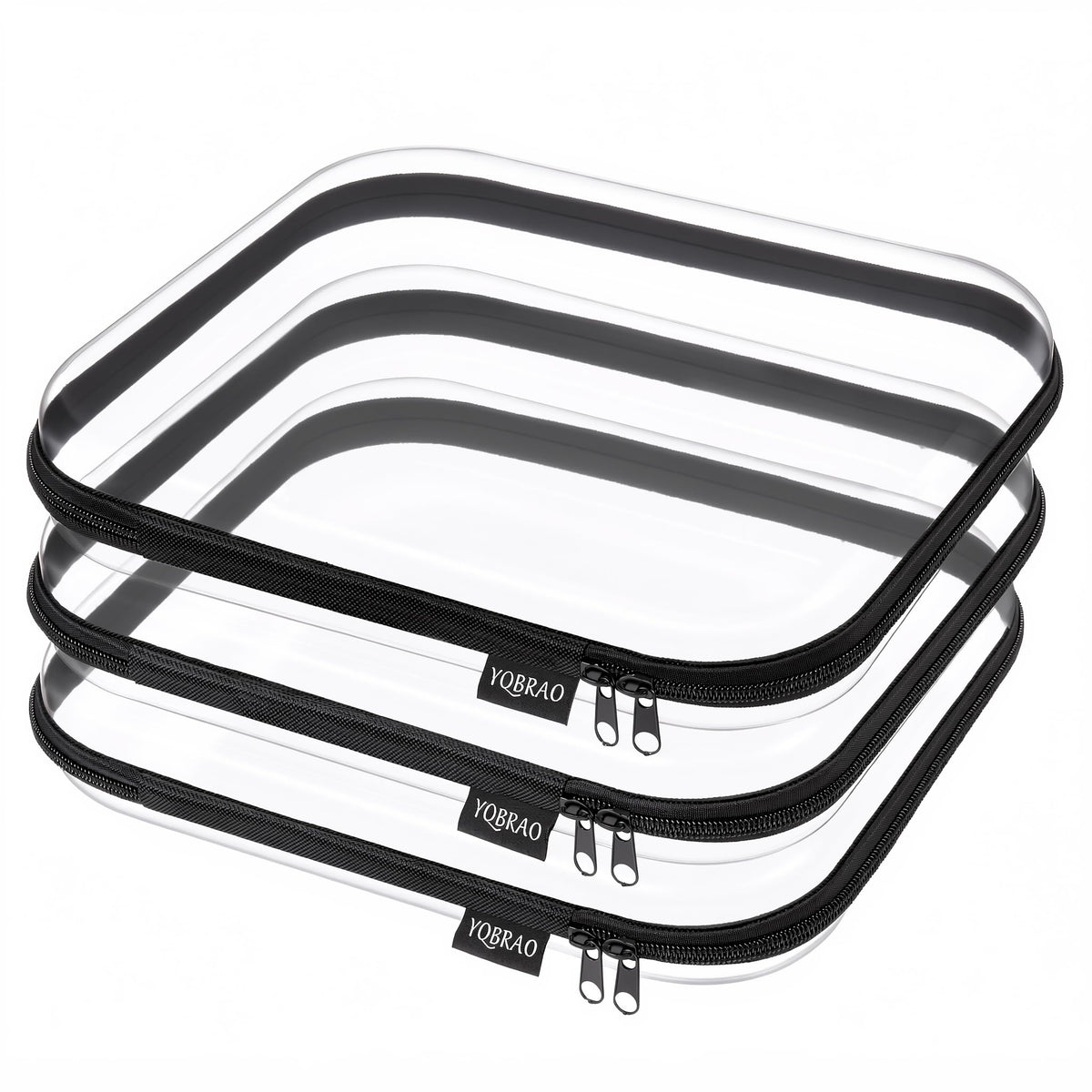 YQBRAO Clear Hard Shell Zipper Cases, Diaper Bag Organizer Pouches, White
